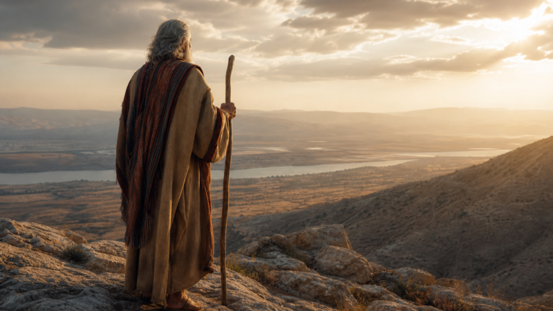 Moses viewing the Promised Land from Mount Nebo