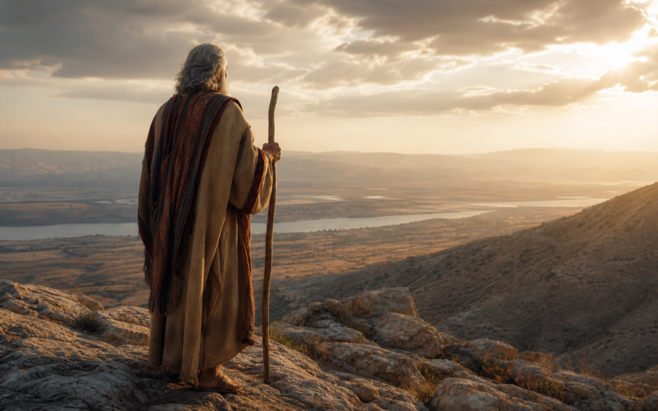 Moses viewing the Promised Land from Mount Nebo